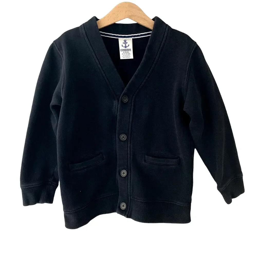 Gymboree V Neck Pocket Sweatshirt Cardigan - Navy Blue - Small 5/6